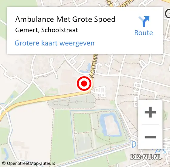 Locatie op kaart van de 112 melding: Ambulance Met Grote Spoed Naar Gemert, Schoolstraat op 4 december 2016 10:58