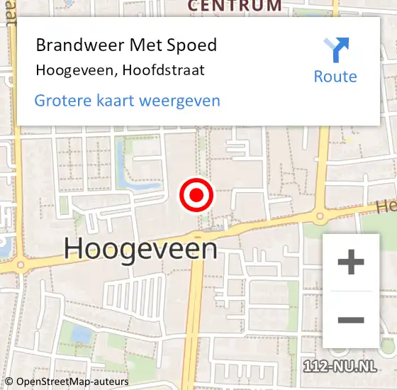 Locatie op kaart van de 112 melding: Brandweer Met Spoed Naar Hoogeveen, Hoofdstraat op 4 december 2016 11:04