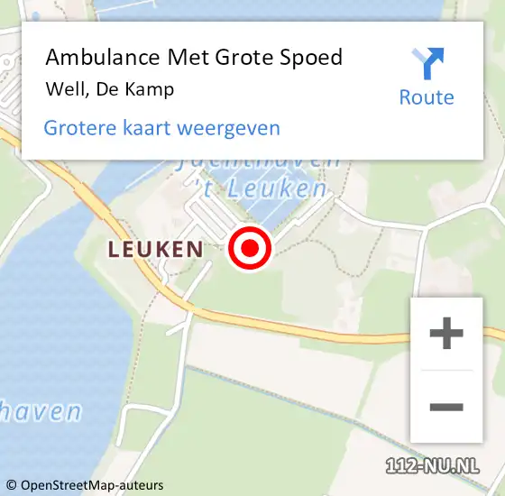 Locatie op kaart van de 112 melding: Ambulance Met Grote Spoed Naar Well, De Kamp op 4 december 2016 11:06