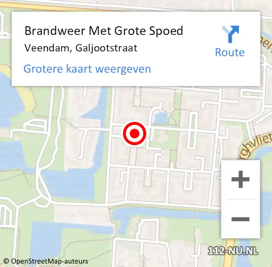 Locatie op kaart van de 112 melding: Brandweer Met Grote Spoed Naar Veendam, Galjootstraat op 4 december 2016 11:12