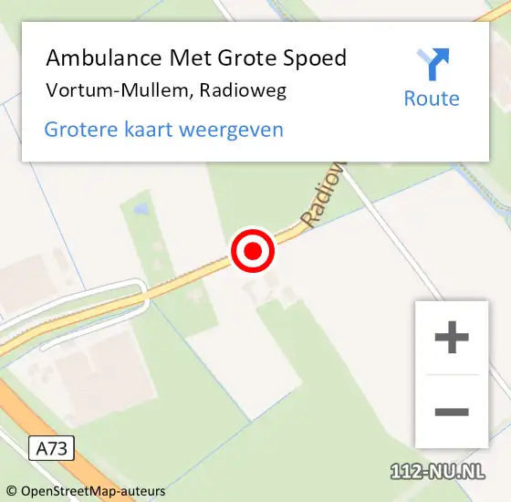 Locatie op kaart van de 112 melding: Ambulance Met Grote Spoed Naar Vortum-Mullem, Radioweg op 4 december 2016 11:15