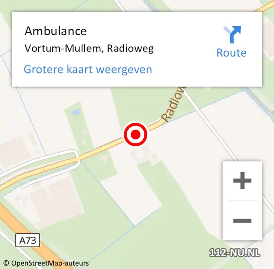 Locatie op kaart van de 112 melding: Ambulance Vortum-Mullem, Radioweg op 4 december 2016 11:16