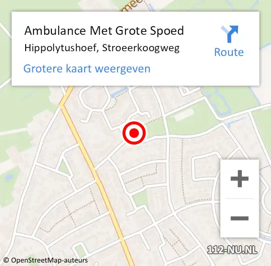 Locatie op kaart van de 112 melding: Ambulance Met Grote Spoed Naar Hippolytushoef, Stroeerkoogweg op 4 december 2016 12:32