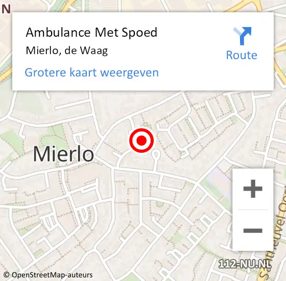 Locatie op kaart van de 112 melding: Ambulance Met Spoed Naar Mierlo, de Waag op 4 december 2016 12:36