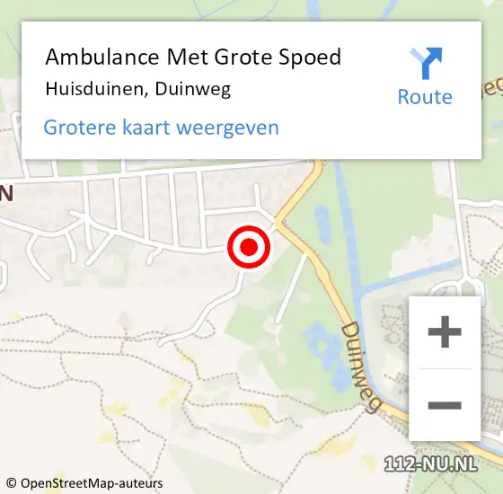 Locatie op kaart van de 112 melding: Ambulance Met Grote Spoed Naar Huisduinen, Duinweg op 4 december 2016 12:47