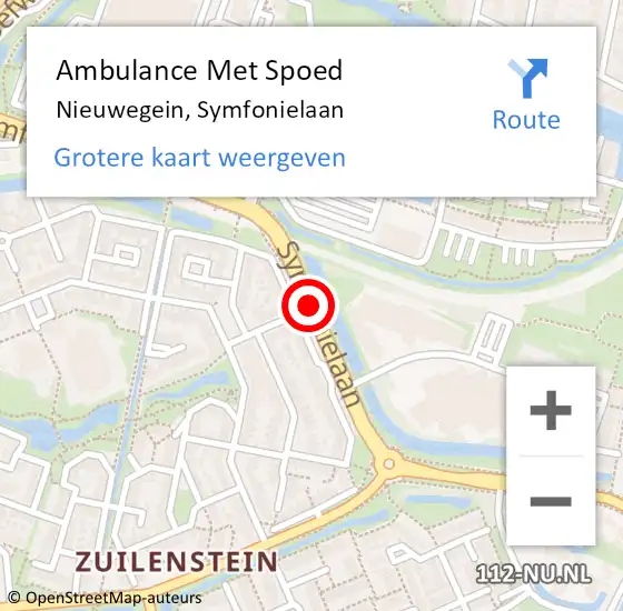 Locatie op kaart van de 112 melding: Ambulance Met Spoed Naar Nieuwegein, Symfonielaan op 4 december 2016 12:53