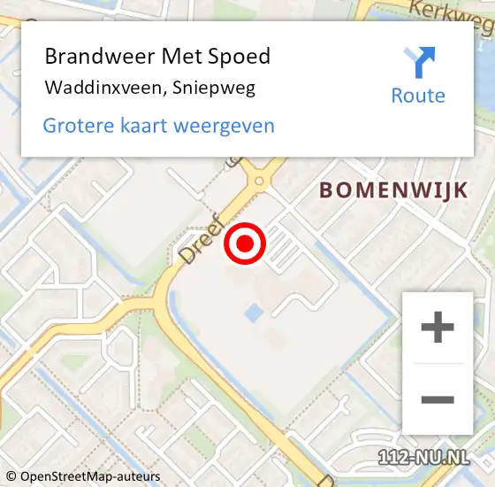 Locatie op kaart van de 112 melding: Brandweer Met Spoed Naar Waddinxveen, Sniepweg op 4 december 2016 13:03