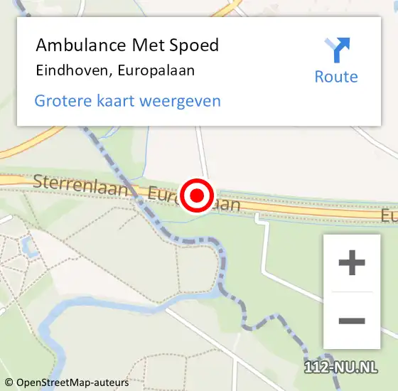 Locatie op kaart van de 112 melding: Ambulance Met Spoed Naar Eindhoven, Europalaan op 4 december 2016 13:09