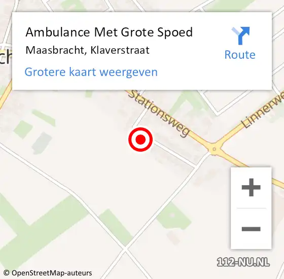 Locatie op kaart van de 112 melding: Ambulance Met Grote Spoed Naar Maasbracht, Klaverstraat op 4 december 2016 13:36