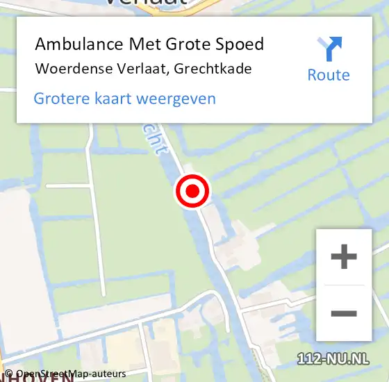 Locatie op kaart van de 112 melding: Ambulance Met Grote Spoed Naar Woerdense Verlaat, Grechtkade op 4 december 2016 14:55