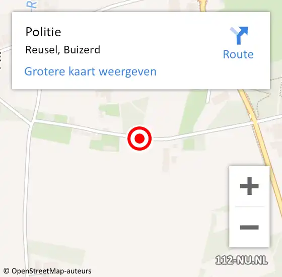 Locatie op kaart van de 112 melding: Politie Reusel, Buizerd op 4 december 2016 15:04