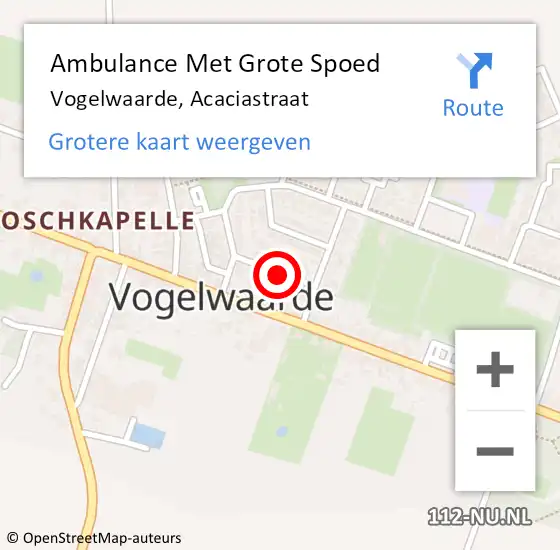 Locatie op kaart van de 112 melding: Ambulance Met Grote Spoed Naar Vogelwaarde, Acaciastraat op 4 december 2016 15:08