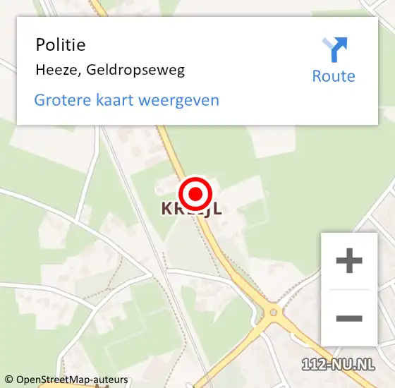 Locatie op kaart van de 112 melding: Politie Heeze, Geldropseweg op 4 december 2016 15:10