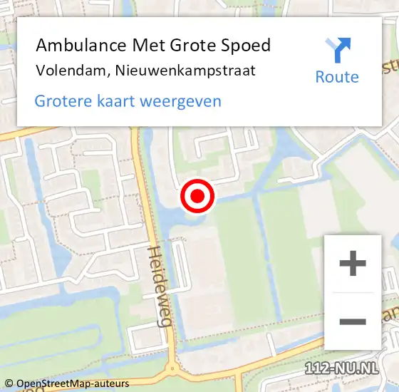 Locatie op kaart van de 112 melding: Ambulance Met Grote Spoed Naar Volendam, Nieuwenkampstraat op 3 januari 2014 13:01