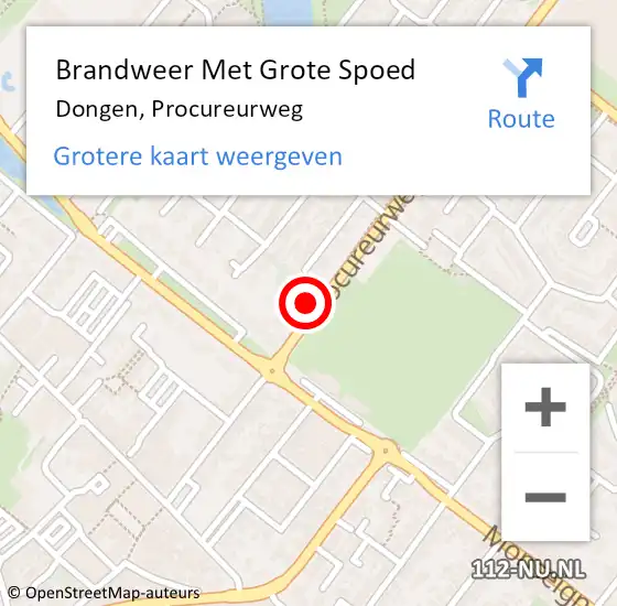 Locatie op kaart van de 112 melding: Brandweer Met Grote Spoed Naar Dongen, Procureurweg op 4 december 2016 16:16