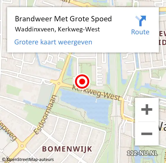 Locatie op kaart van de 112 melding: Brandweer Met Grote Spoed Naar Waddinxveen, Kerkweg-West op 4 december 2016 16:33