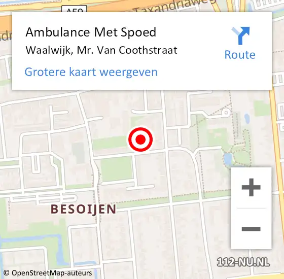 Locatie op kaart van de 112 melding: Ambulance Met Spoed Naar Waalwijk, Noord Parallelweg op 4 december 2016 16:58