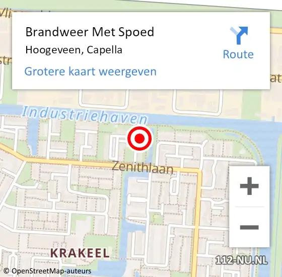 Locatie op kaart van de 112 melding: Brandweer Met Spoed Naar Hoogeveen, Capella op 4 december 2016 17:11