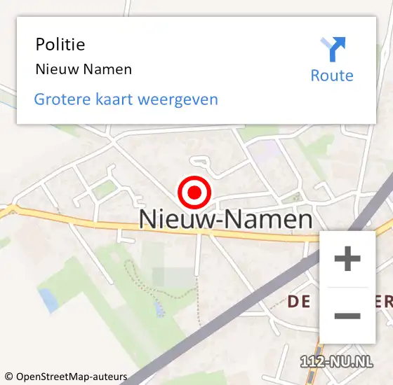 Locatie op kaart van de 112 melding: Politie Nieuw Namen op 4 december 2016 17:16