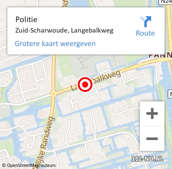 Locatie op kaart van de 112 melding: Politie Zuid-Scharwoude, Langebalkweg op 4 december 2016 19:07