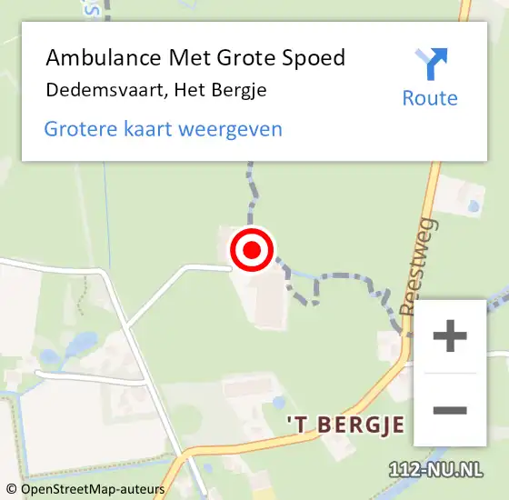 Locatie op kaart van de 112 melding: Ambulance Met Grote Spoed Naar Dedemsvaart, Het Bergje op 4 december 2016 19:26