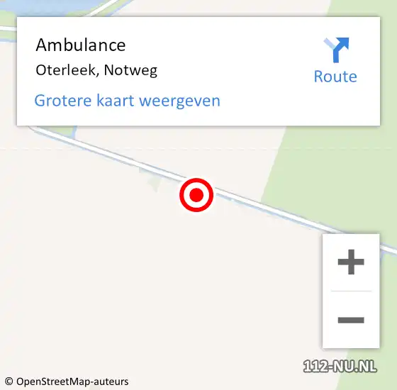 Locatie op kaart van de 112 melding: Ambulance Oterleek, Notweg op 3 januari 2014 13:20
