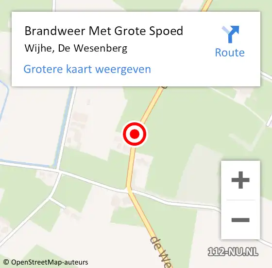 Locatie op kaart van de 112 melding: Brandweer Met Grote Spoed Naar Wijhe, De Wesenberg op 4 december 2016 21:11