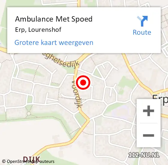 Locatie op kaart van de 112 melding: Ambulance Met Spoed Naar Erp, Lourenshof op 4 december 2016 21:39