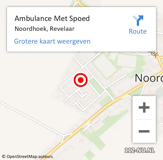 Locatie op kaart van de 112 melding: Ambulance Met Spoed Naar Noordhoek, Revelaar op 4 december 2016 23:04
