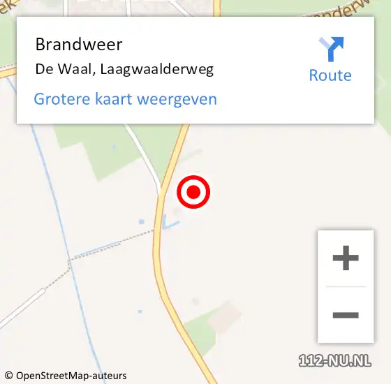 Locatie op kaart van de 112 melding: Brandweer De Waal, Laagwaalderweg op 4 december 2016 23:35