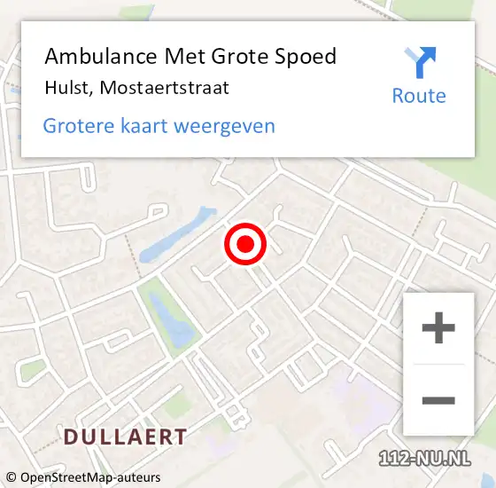 Locatie op kaart van de 112 melding: Ambulance Met Grote Spoed Naar Hulst, Mostaertstraat op 5 december 2016 00:10
