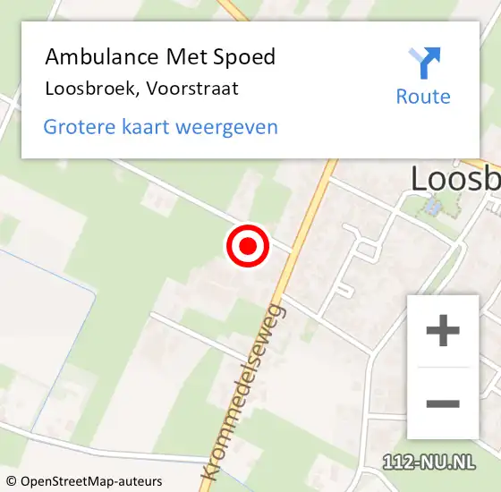 Locatie op kaart van de 112 melding: Ambulance Met Spoed Naar Loosbroek, Voorstraat op 5 december 2016 00:43