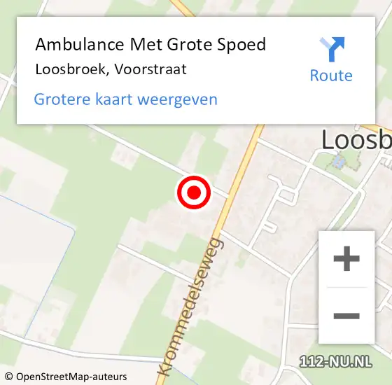 Locatie op kaart van de 112 melding: Ambulance Met Grote Spoed Naar Loosbroek, Voorstraat op 5 december 2016 01:07