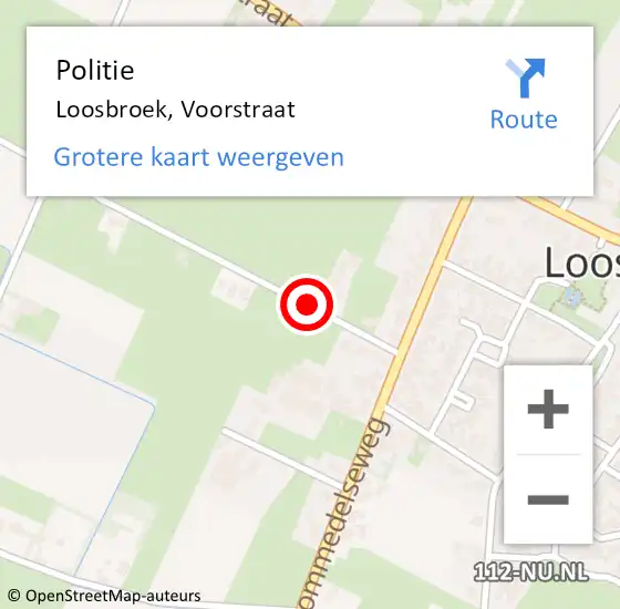 Locatie op kaart van de 112 melding: Politie Loosbroek, Voorstraat op 5 december 2016 01:20