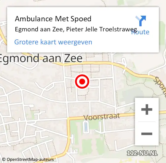 Locatie op kaart van de 112 melding: Ambulance Met Spoed Naar Egmond aan Zee, Pieter Jelle Troelstraweg op 5 december 2016 01:22