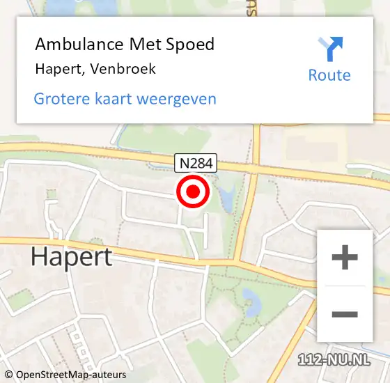 Locatie op kaart van de 112 melding: Ambulance Met Spoed Naar Hapert, Venbroek op 5 december 2016 01:59