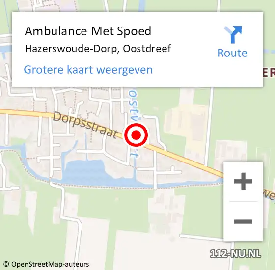 Locatie op kaart van de 112 melding: Ambulance Met Spoed Naar Hazerswoude-Dorp, Oostdreef op 5 december 2016 05:44