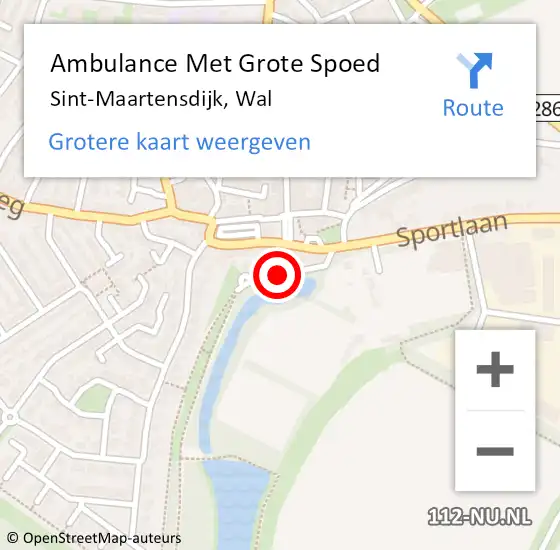 Locatie op kaart van de 112 melding: Ambulance Met Grote Spoed Naar Sint-Maartensdijk, Wal op 5 december 2016 06:14