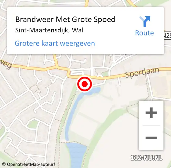 Locatie op kaart van de 112 melding: Brandweer Met Grote Spoed Naar Sint-Maartensdijk, Wal op 5 december 2016 06:32