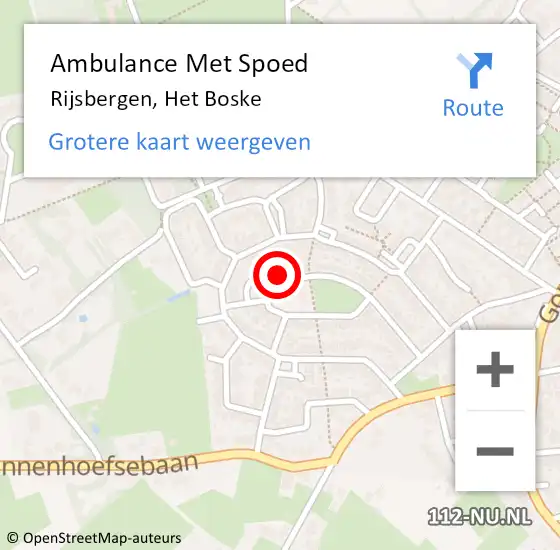 Locatie op kaart van de 112 melding: Ambulance Met Spoed Naar Rijsbergen, Het Boske op 5 december 2016 06:45