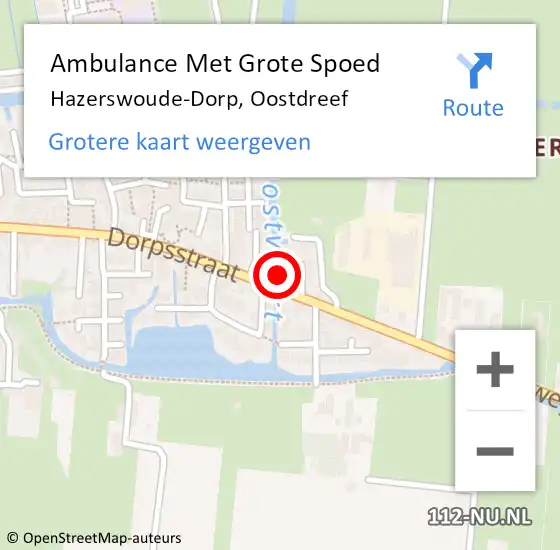 Locatie op kaart van de 112 melding: Ambulance Met Grote Spoed Naar Hazerswoude-Dorp, Oostdreef op 5 december 2016 06:57