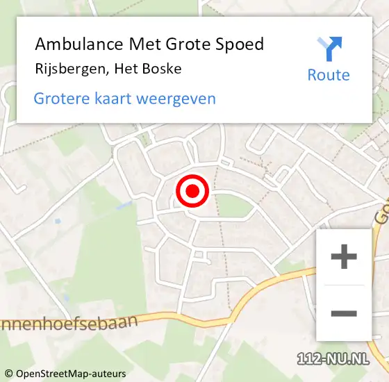 Locatie op kaart van de 112 melding: Ambulance Met Grote Spoed Naar Rijsbergen, Het Boske op 5 december 2016 07:00