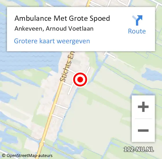 Locatie op kaart van de 112 melding: Ambulance Met Grote Spoed Naar Ankeveen, Arnoud Voetlaan op 5 december 2016 07:43