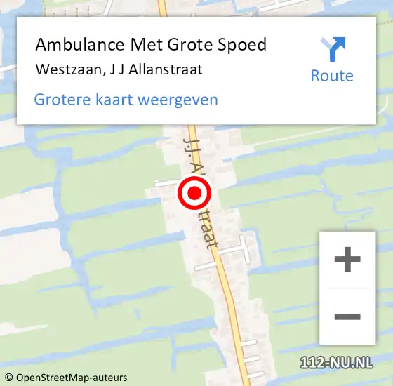 Locatie op kaart van de 112 melding: Ambulance Met Grote Spoed Naar Westzaan, J J Allanstraat op 5 december 2016 07:47