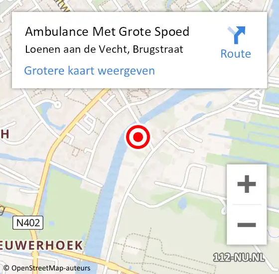 Locatie op kaart van de 112 melding: Ambulance Met Grote Spoed Naar Loenen aan de Vecht, Brugstraat op 5 december 2016 09:07