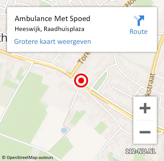 Locatie op kaart van de 112 melding: Ambulance Met Spoed Naar Heeswijk, Raadhuisplaza op 5 december 2016 09:30