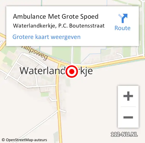 Locatie op kaart van de 112 melding: Ambulance Met Grote Spoed Naar Waterlandkerkje, P.C. Boutensstraat op 5 december 2016 09:32