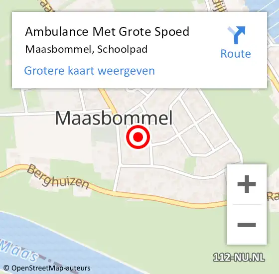 Locatie op kaart van de 112 melding: Ambulance Met Grote Spoed Naar Maasbommel, Schoolpad op 3 januari 2014 14:06