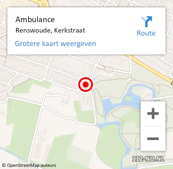 Locatie op kaart van de 112 melding: Ambulance Renswoude, Kerkstraat op 5 december 2016 10:44