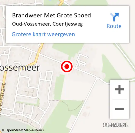 Locatie op kaart van de 112 melding: Brandweer Met Grote Spoed Naar Oud-Vossemeer, Coentjesweg op 5 december 2016 10:49
